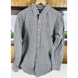 Ralph Lauren Men's Plaid Shirt Button Down GRAY YELLOW Long Sleeve‎ LARGE